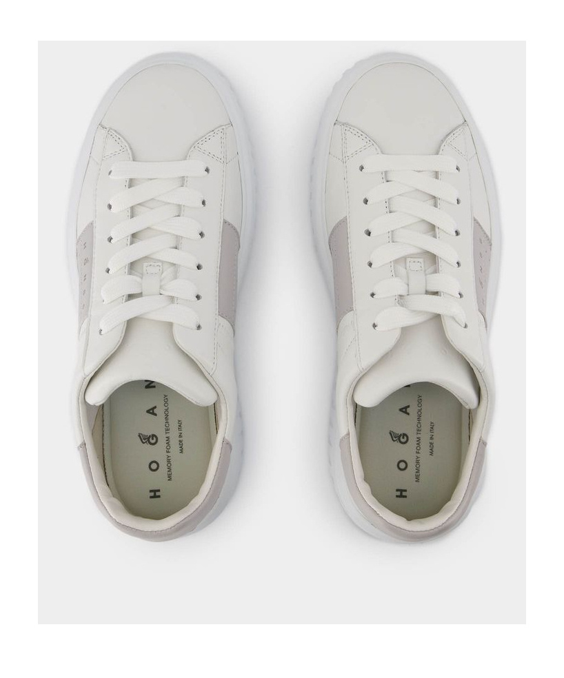 Hogan H-stripes Leather Sneakers In White