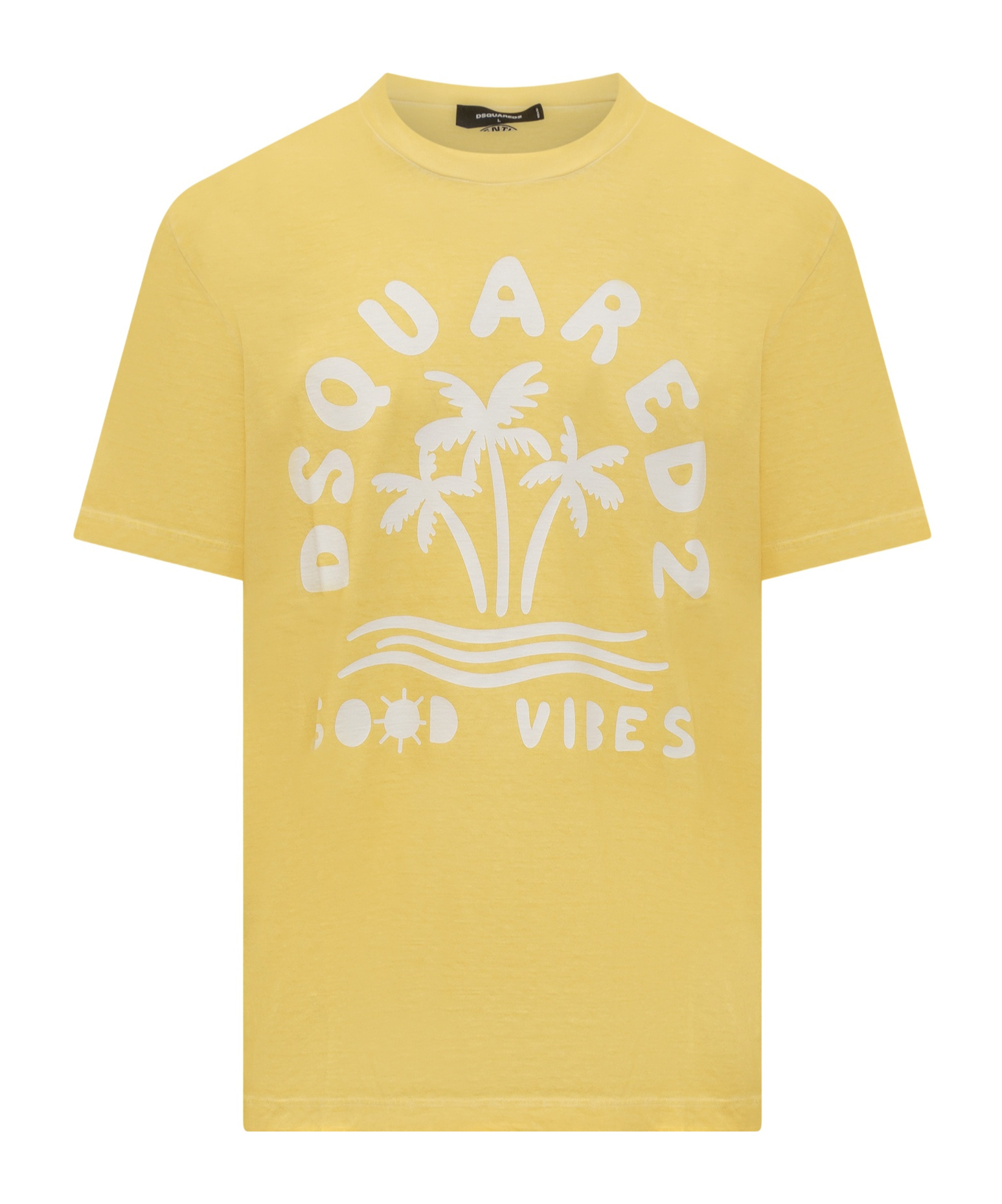 Dsquared2 Cotton Crew-neck T-shirt With Print In Yellow