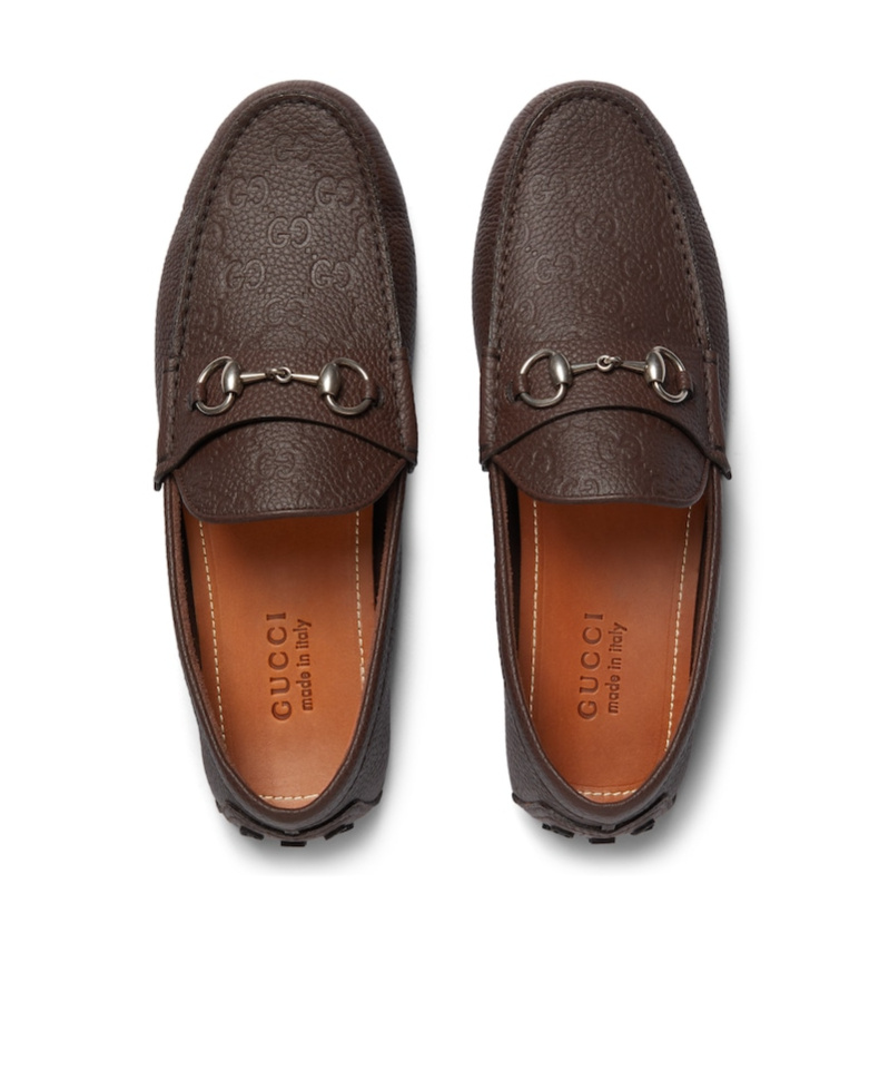 Gucci Dark Brown Leather Loafers In Black