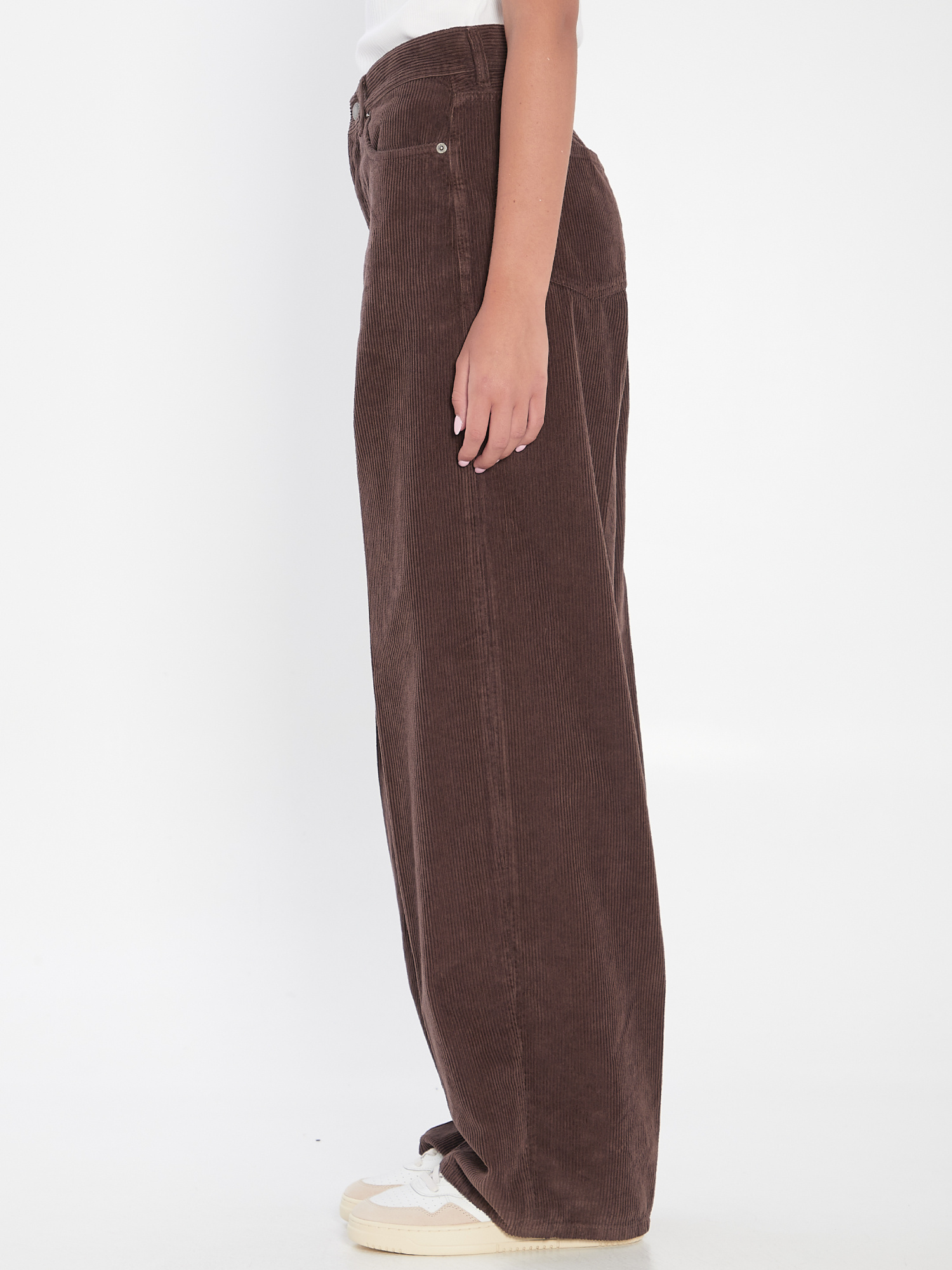 Haikure Korea Brown Pants With Logo Patch On The Rear In Corduroy Woman In Brown