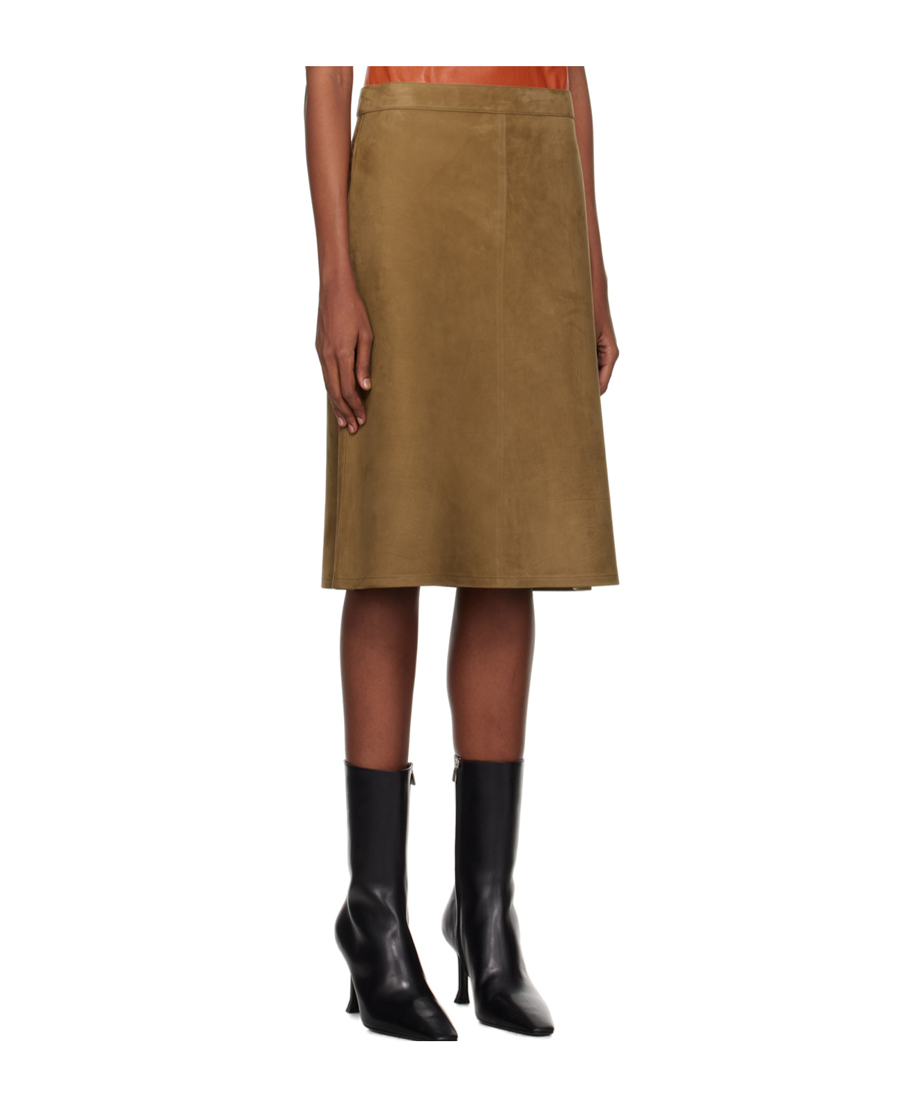 Ferragamo Brown A-line Midi Skirt In Brown