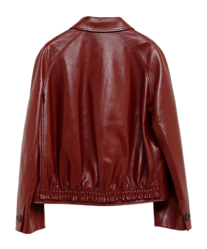 Gucci Rear Elasticated Leather Jacket In Red