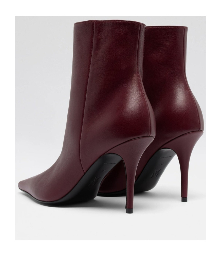 Amina Muaddi Barbara 90 Leather Ankle Boots In Burgundy