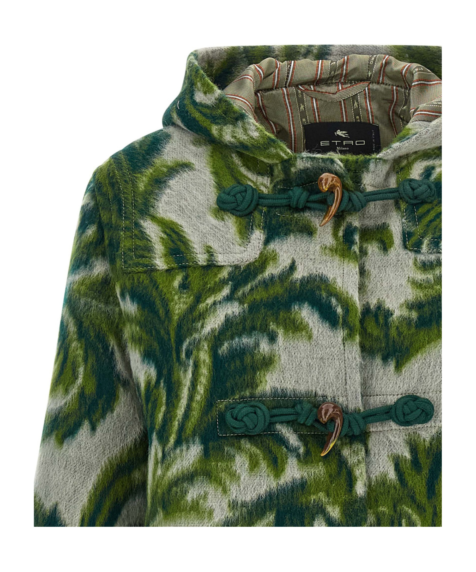 Etro Carded Wool Jacket Puffer Jackets Green In Green
