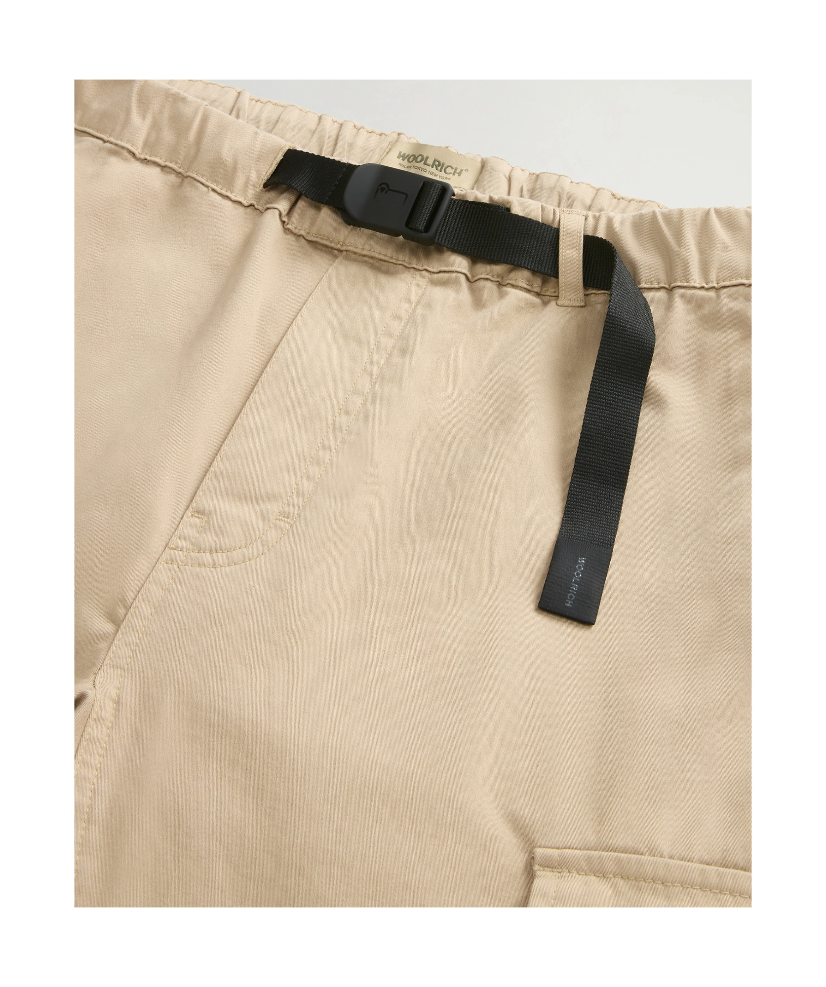 Woolrich Garment-dyed Cargo Pants With Belt In White Pepper