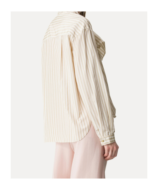 Forte Forte Taffeta Shirt With A Striped Pattern And Detachable Bow Detail In White