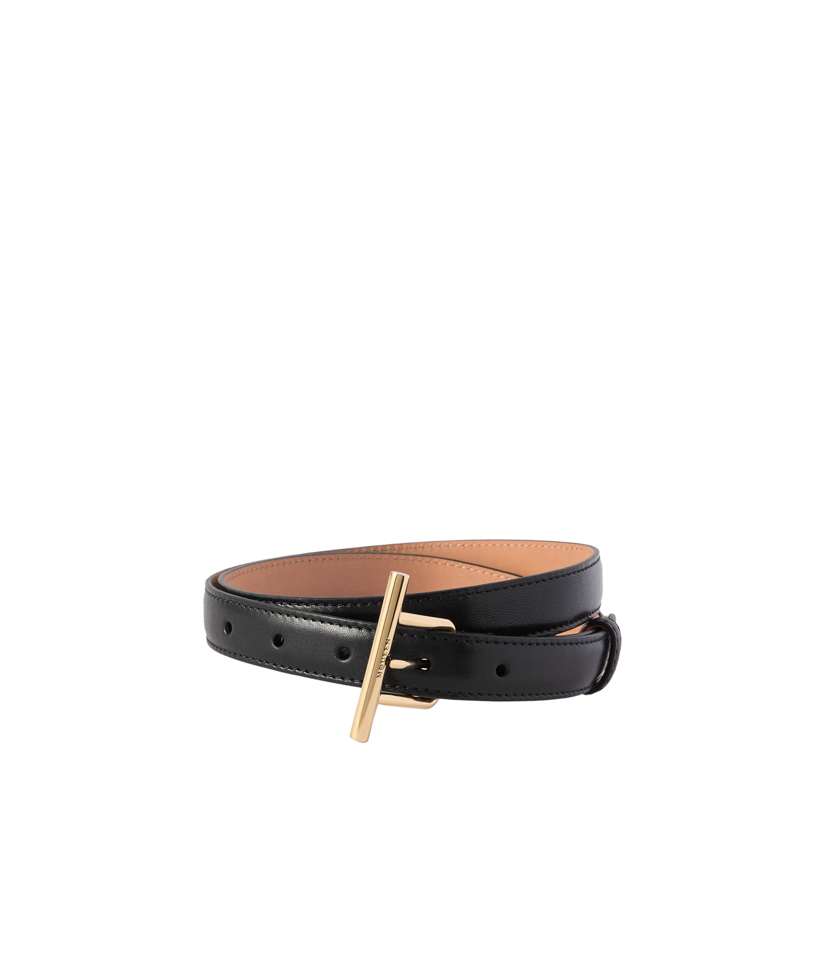 Alexander Mcqueen T-bar Hip Leather Belt In Black