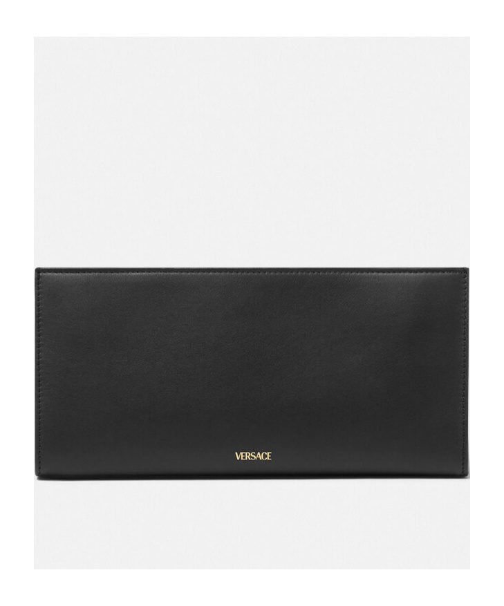 Versace Chain Strap Gold-tone Hardware Clutch Bag In Black