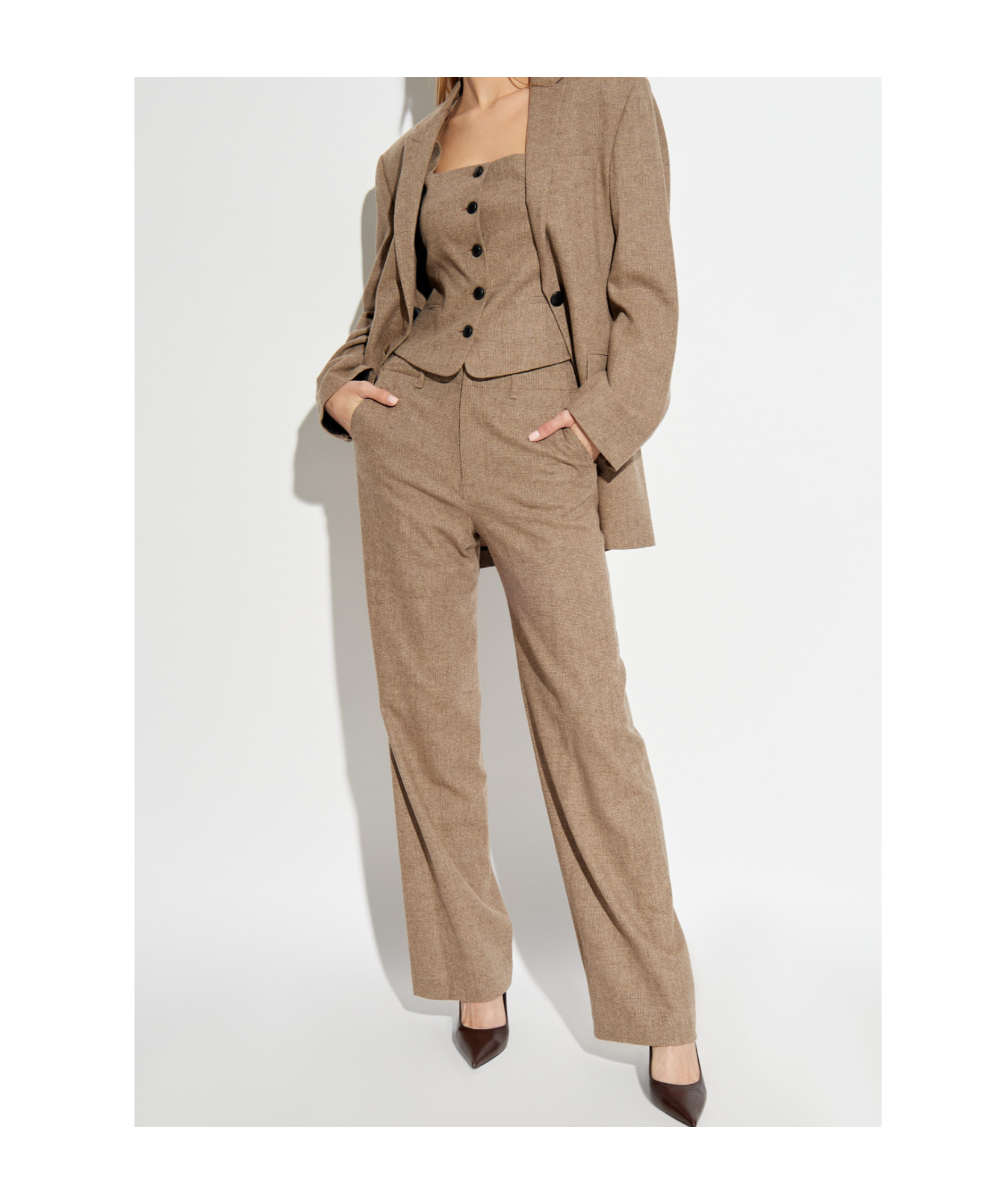 Rag & Bone Womens Camelpld Mariana Square-neck Wool-blend Waistcoat In Brown