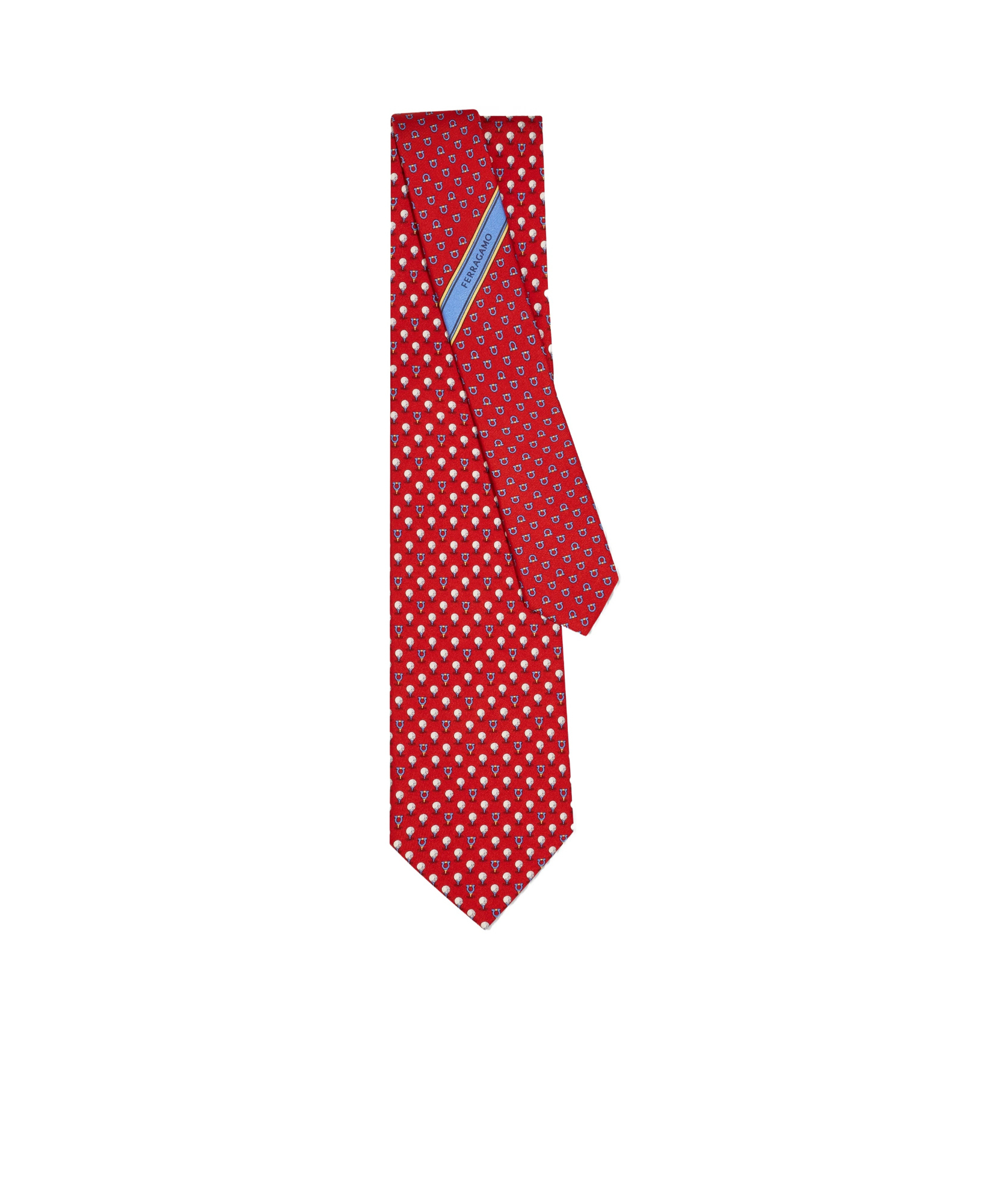 Ferragamo Silk Tie With Golf And Gancini