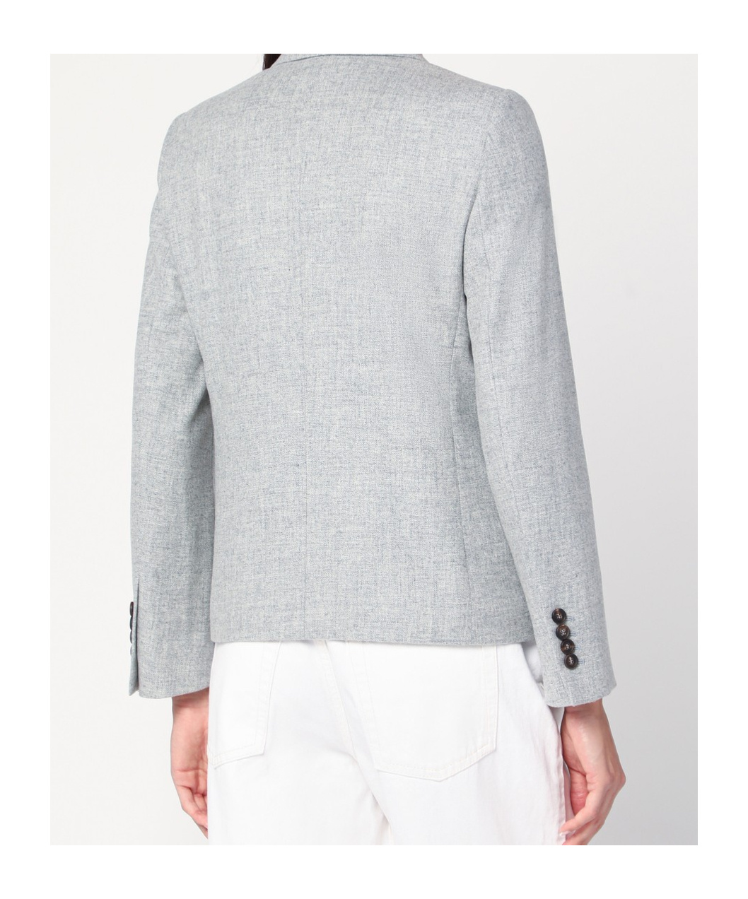 Brunello Cucinelli Wool Jacket Double Breasted Structure Shoulders In Gray