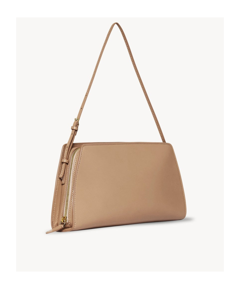 The Row Dalia Shiny Kid Leather Shoulder Bag In Nude