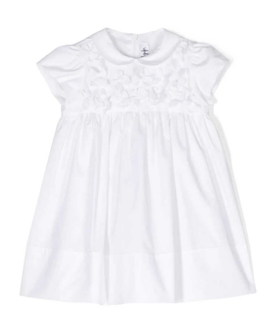 Il Gufo Floral-appliqué Poplin Midi Dress In White
