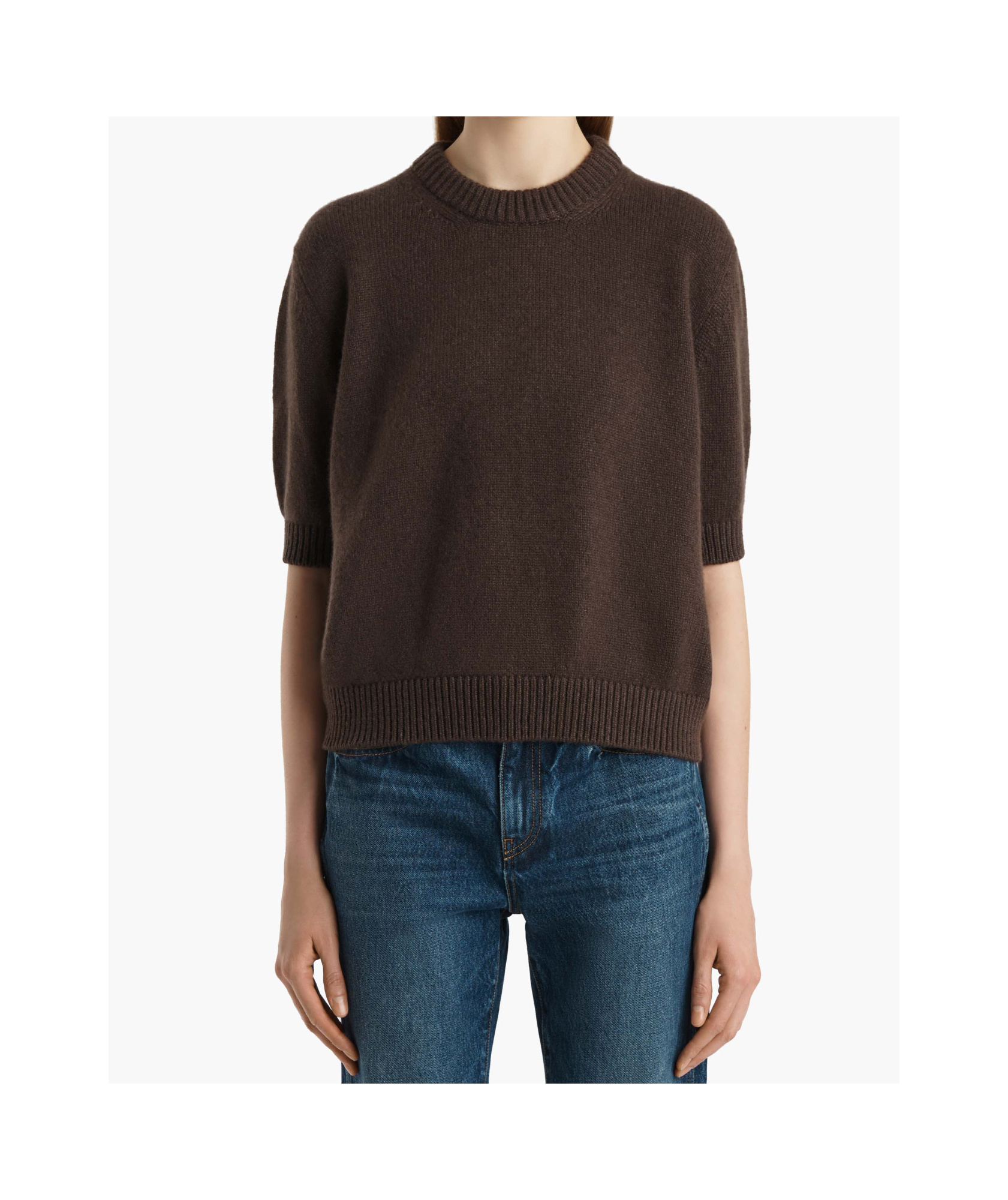 Khaite Davin Short-sleeve Sweater In Brown