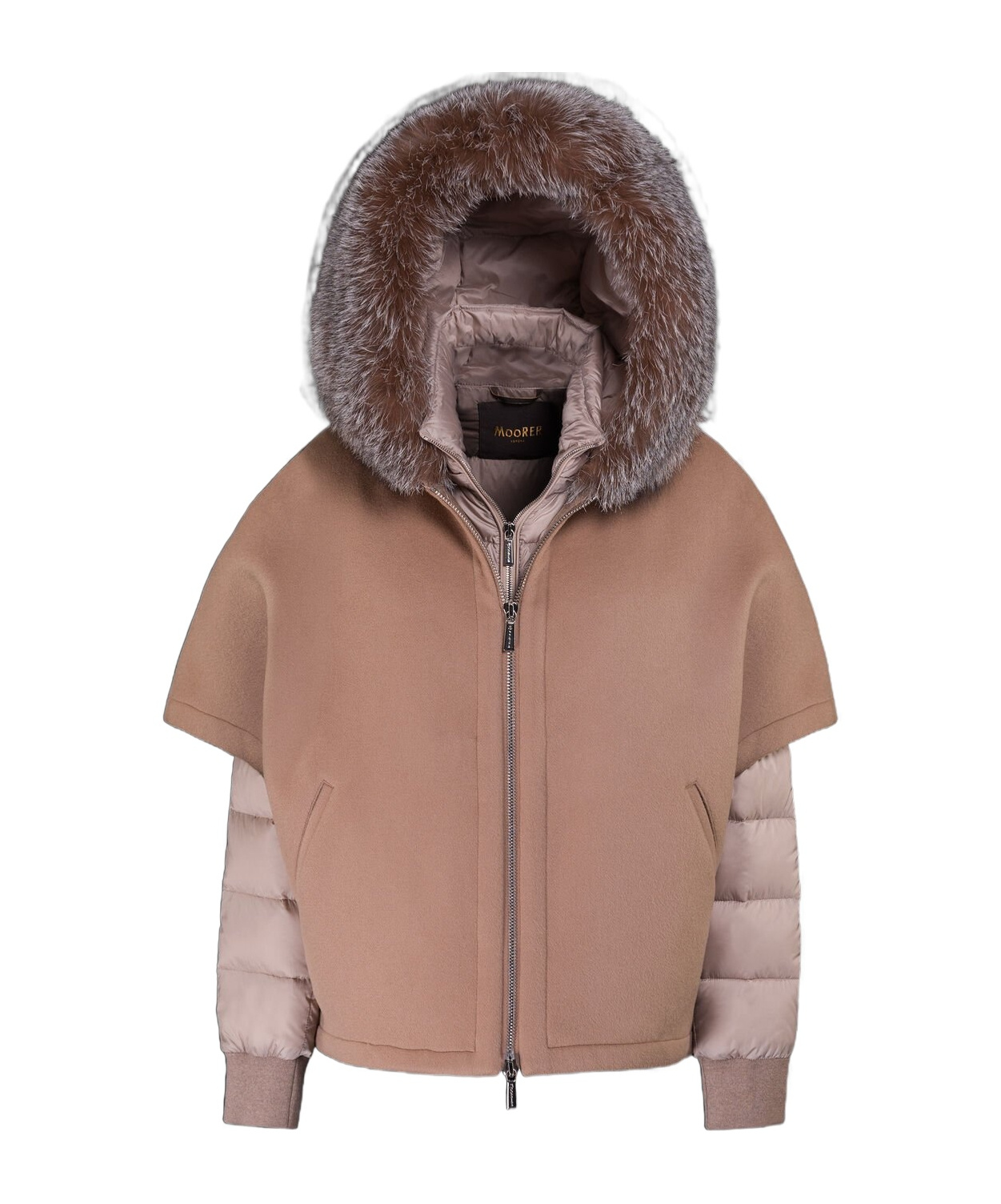 Moorer Hooded Down Jacket In Brown
