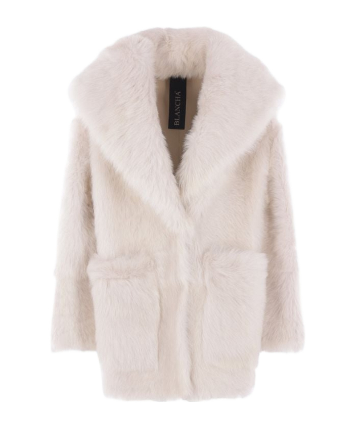 Blancha Wide-collar Sheerling Coat In Pink