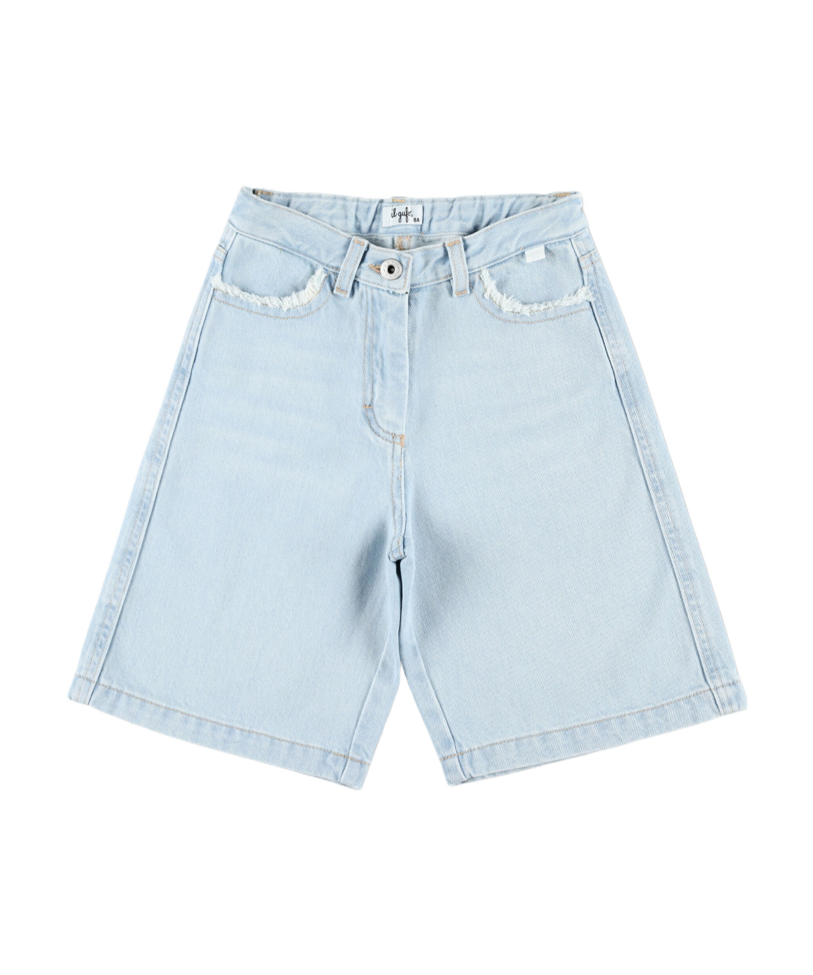 Shop Il Gufo Denim Shorts With Belt Loops In Blue