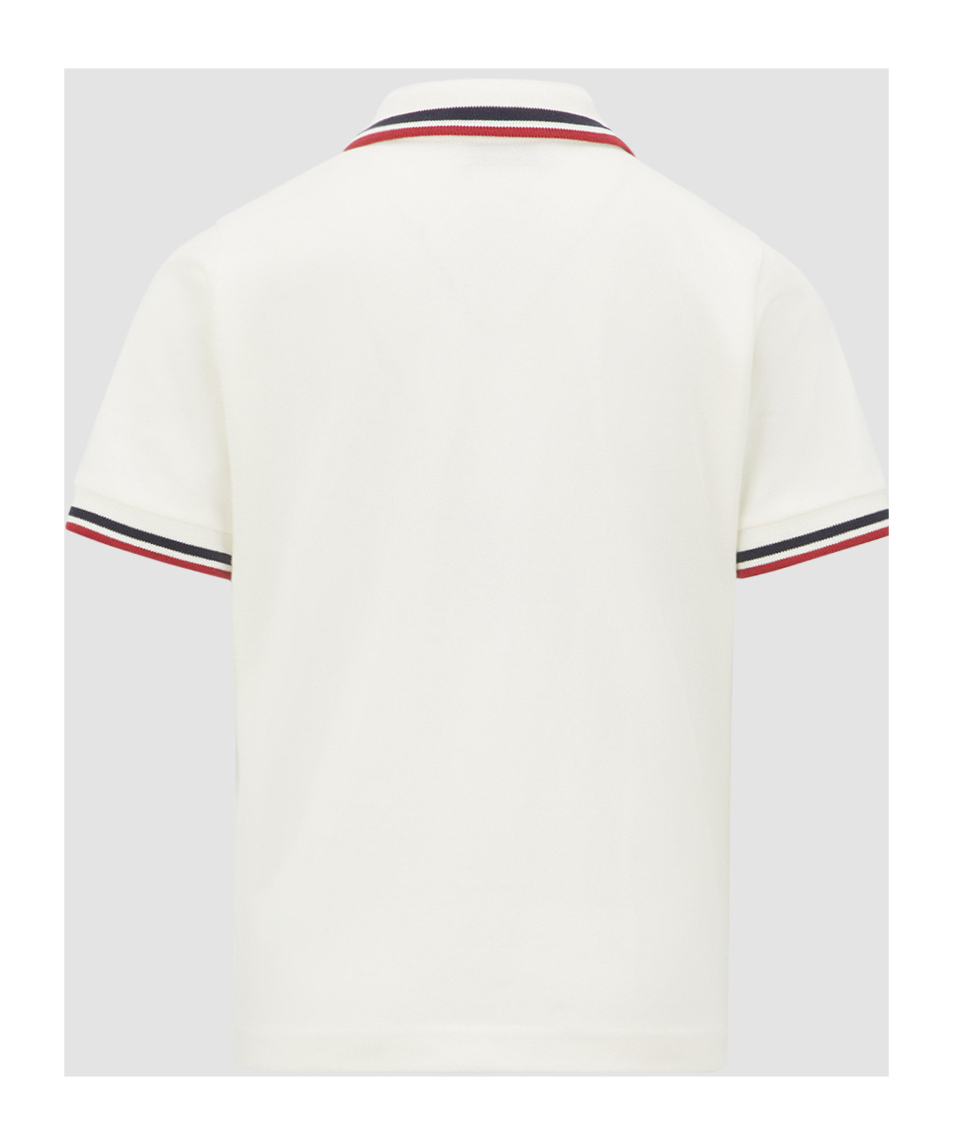 Moncler Three-color Trimmed Cotton Beaded Mesh Polo Shirt In White