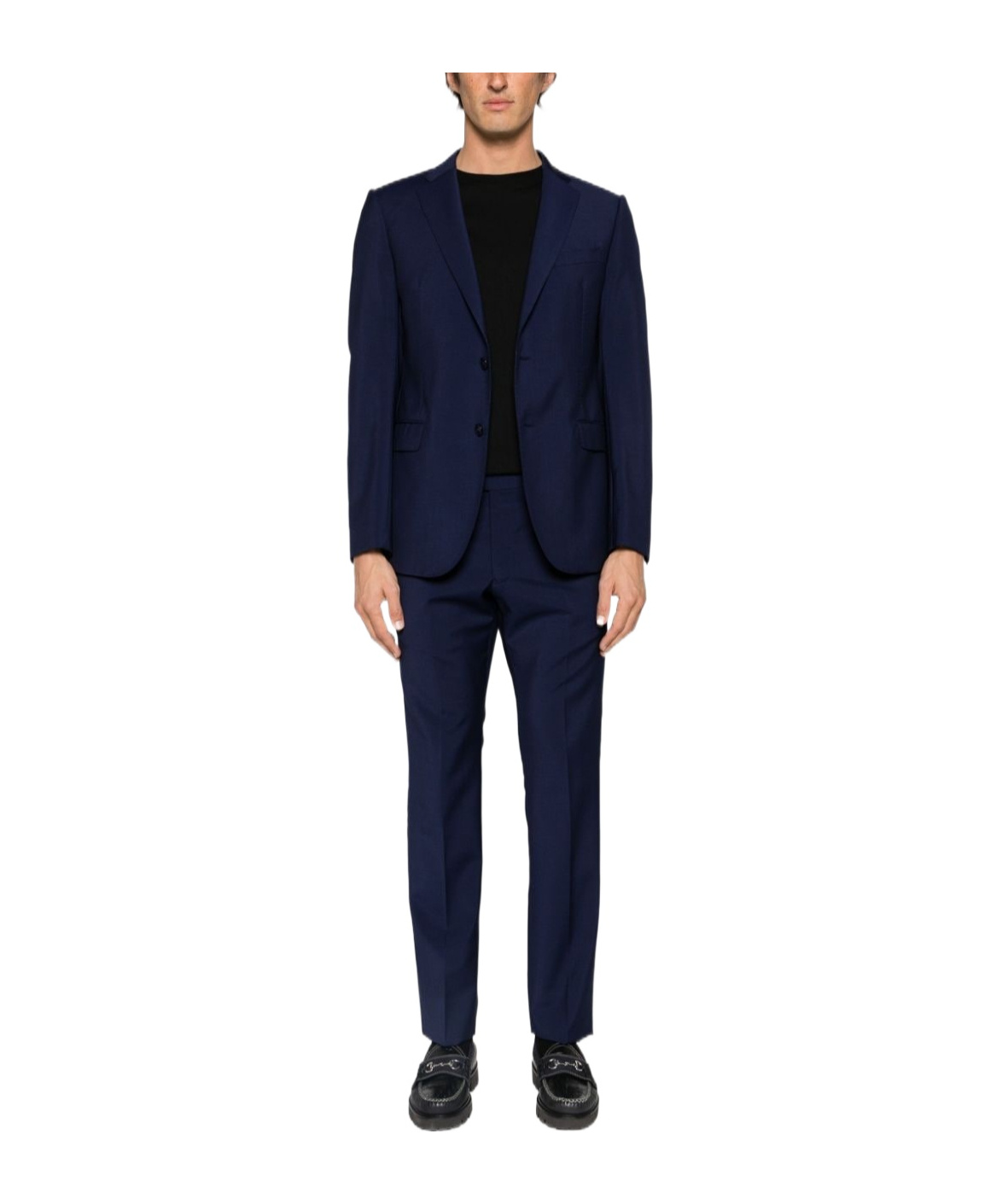 Emporio Armani Single-breasted Virgin Wool Suit In Black
