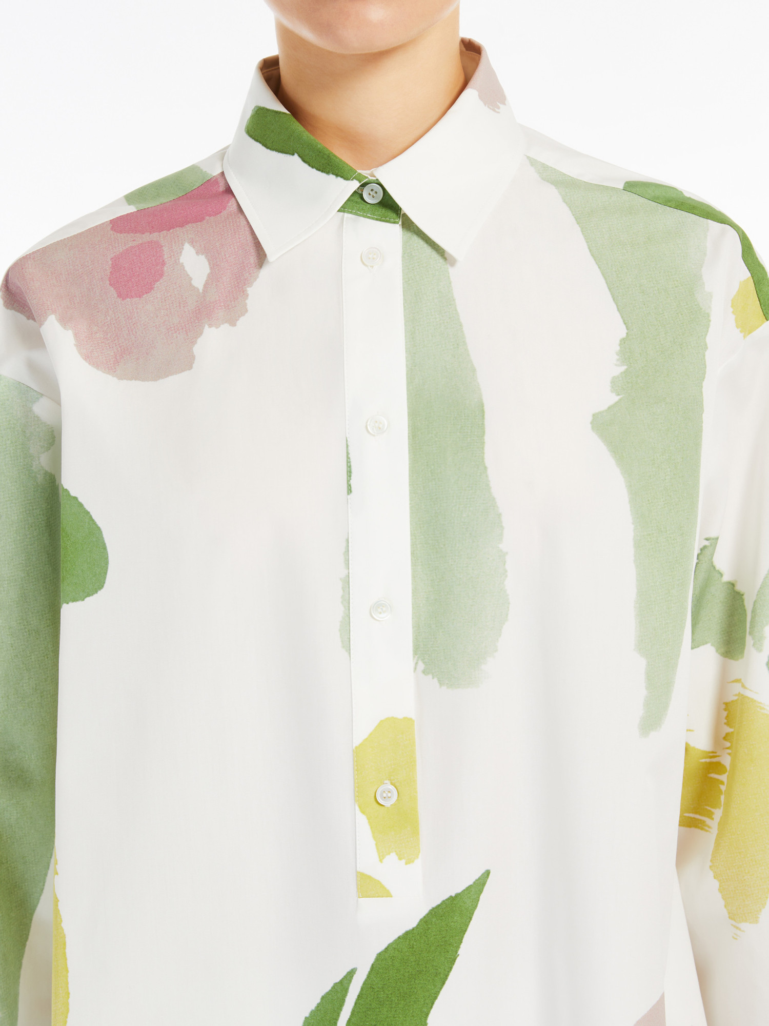 Max Mara Verace Abstract-print Long-sleeve Shirt In White
