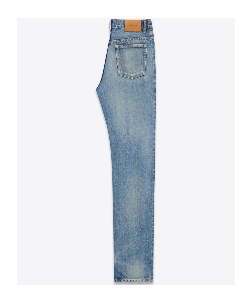 SAINT LAURENT STRAIGHT JEANS IN BENJAMIN BLUE DENIM