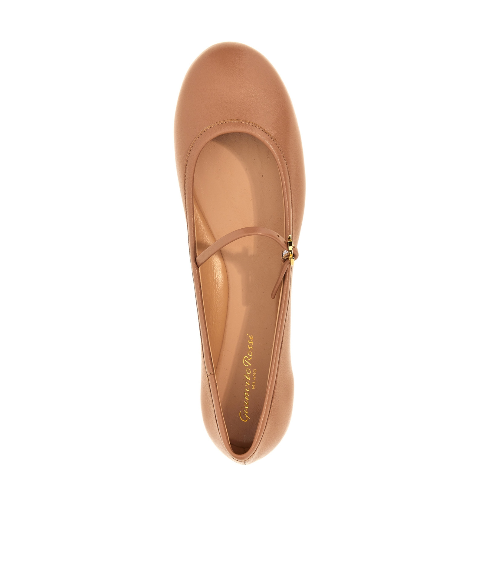 Shop Gianvito Rossi Carla Leather Ballerina Shoes In Brown