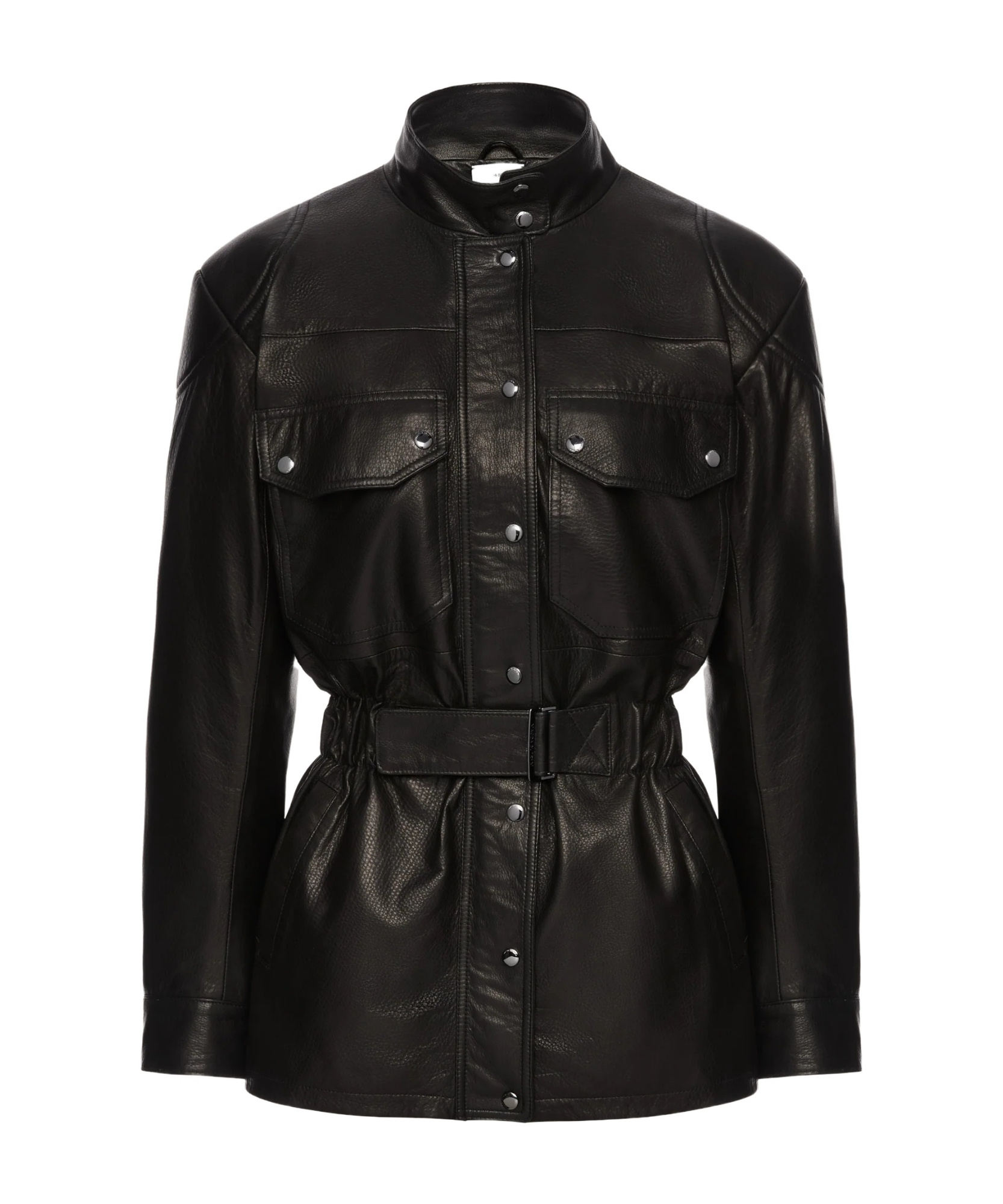 Magda Butrym Belted Utility Jacket In Black Leather In Black