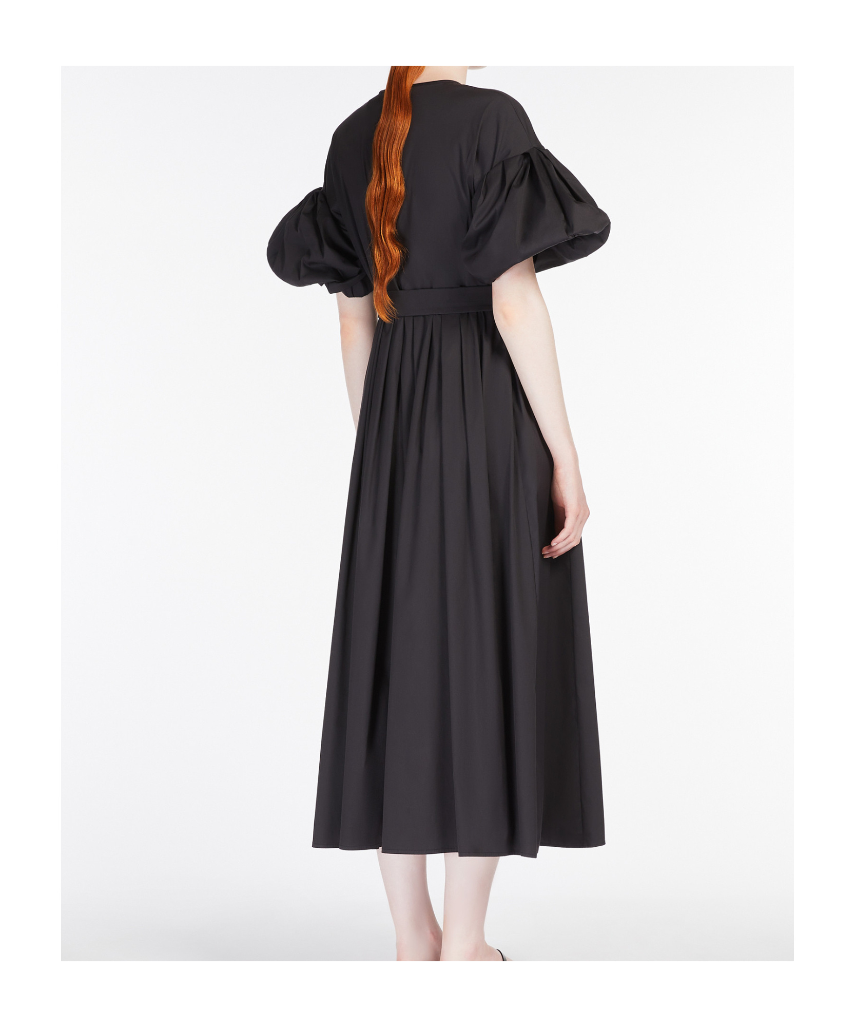 Max Mara Round Neck Short Sleeve Dress In Black