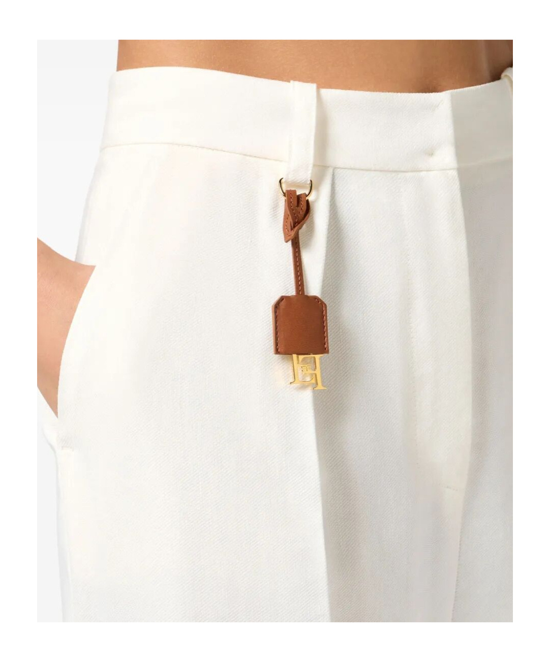 Elisabetta Franchi High-waisted Trousers Wide-leg Design Front Pleats In White