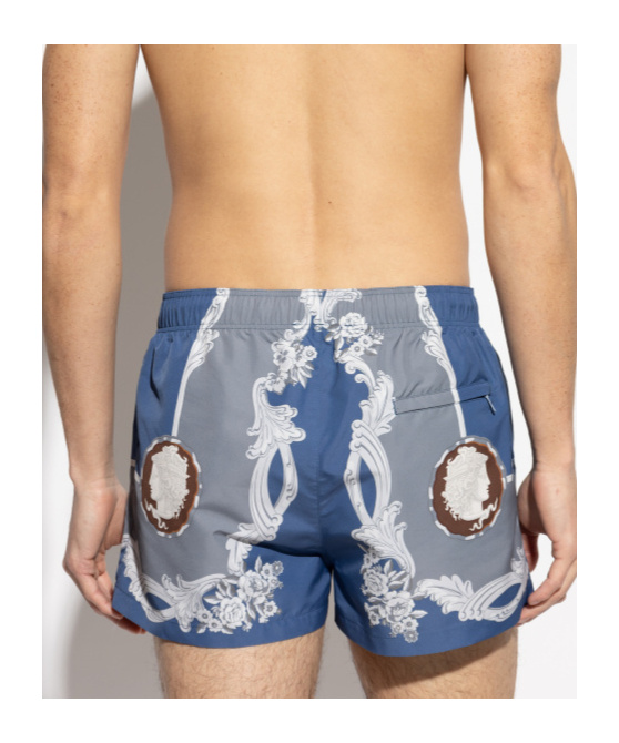 Versace Medusa Cameo Silk Bermuda Shorts In Gray