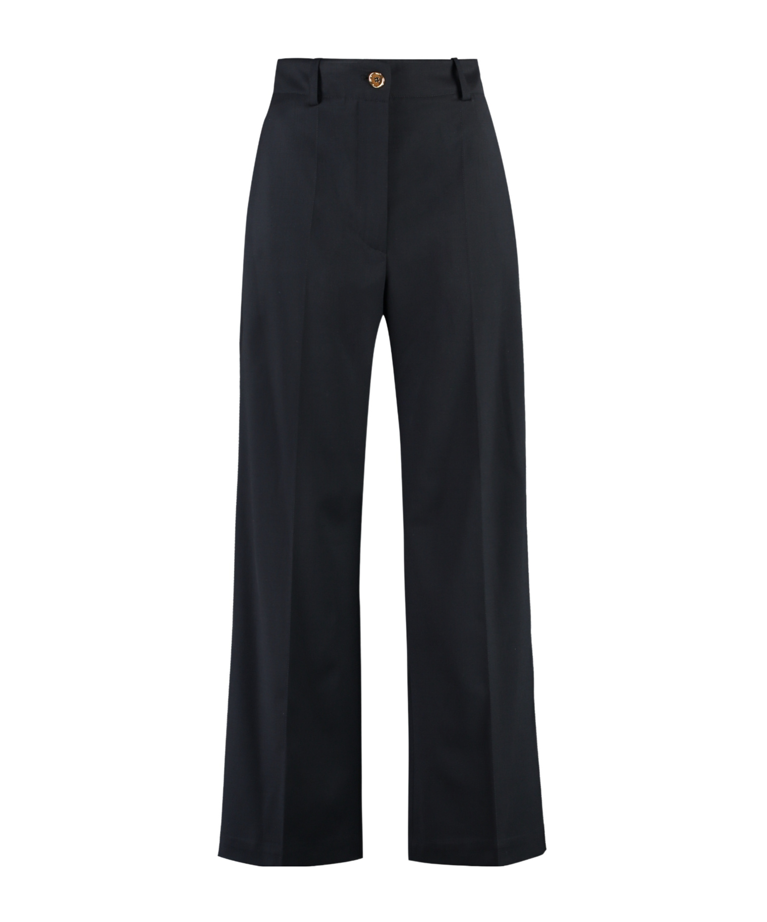 Patou Flared High-waisted Wool Blend Trousers In Black