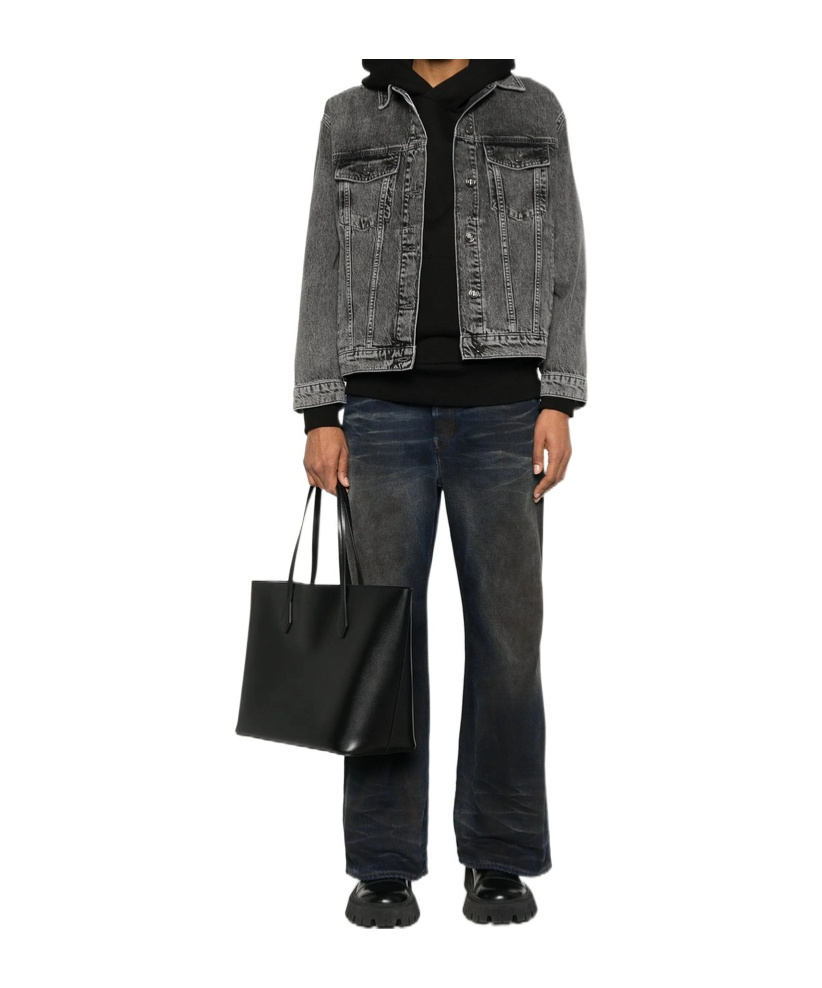 Shop Anine Bing Rory Button-up Denim Jacket In Black