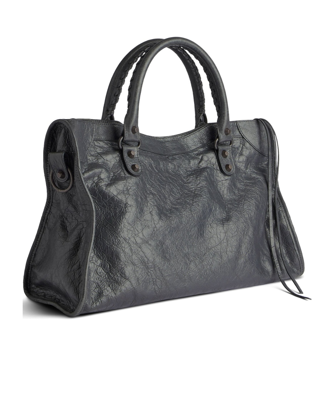 Balenciaga Le City Medium Crinkled Leather Top-handle Bag In Black