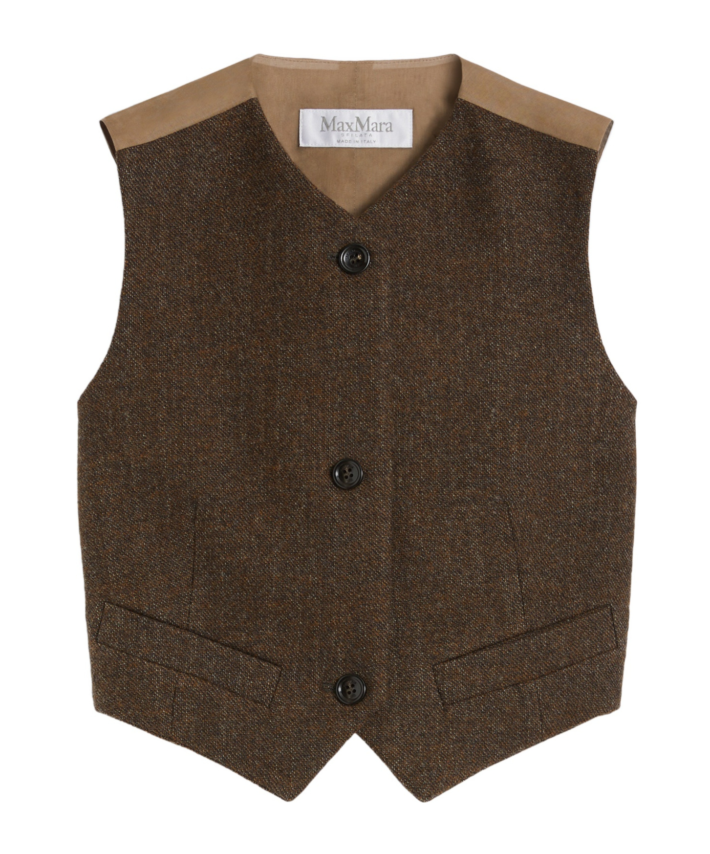 Max Mara Sleeveless Wool Felt Vest In Brown