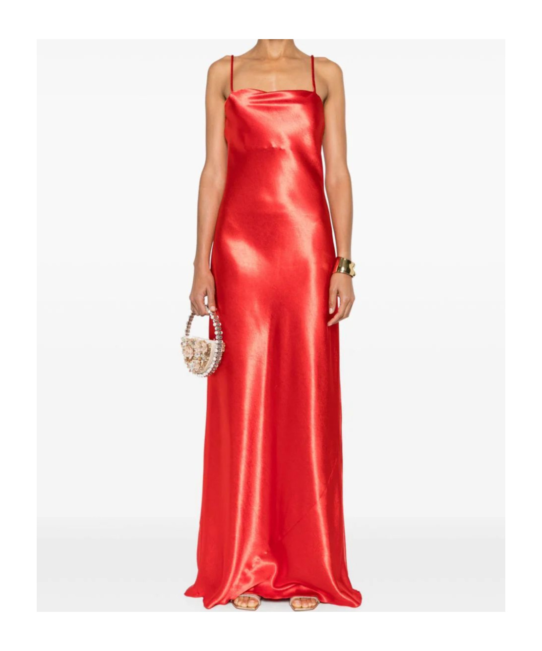 Shop Forte Forte Square-neck Satin Maxi Dress