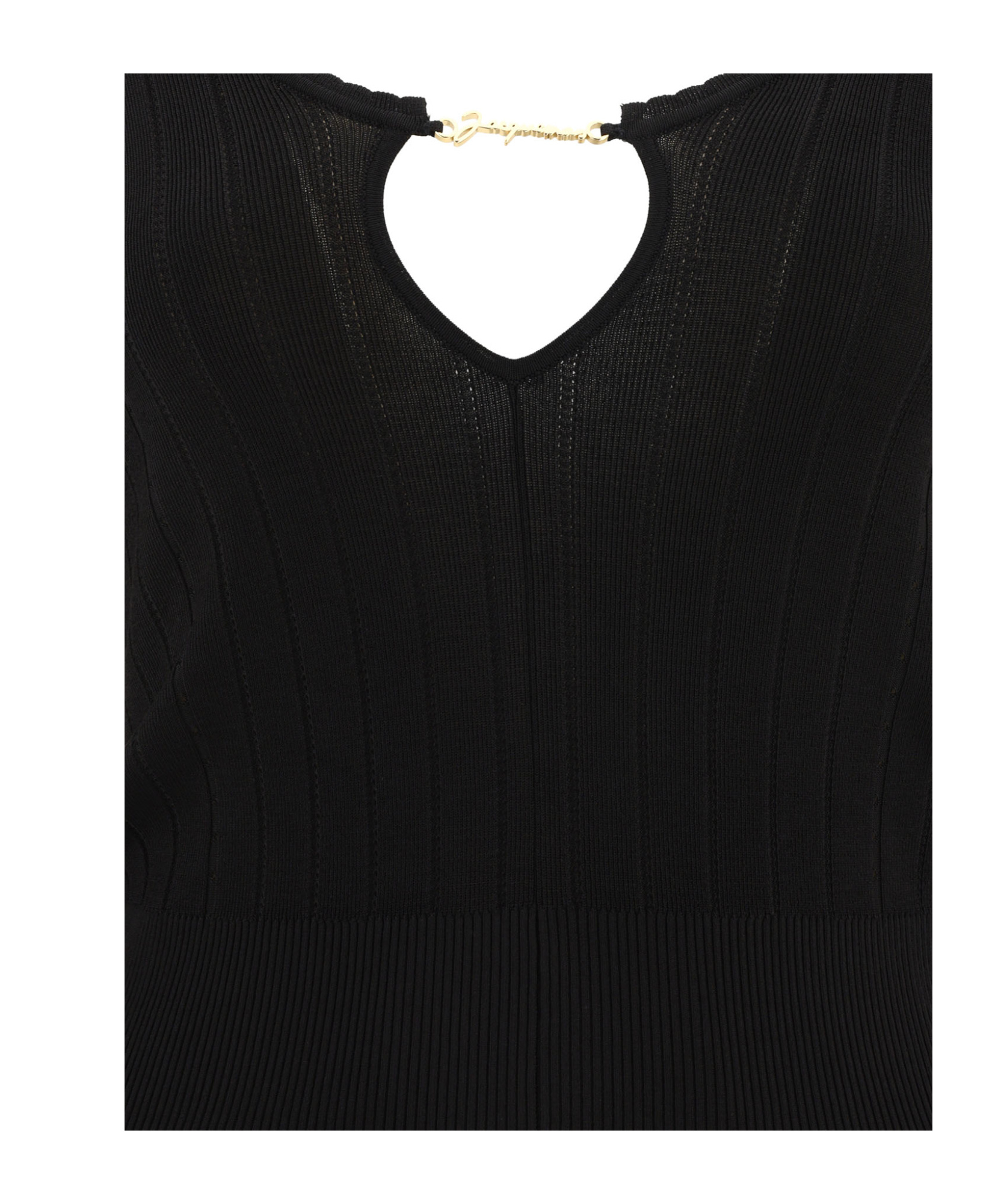Jacquemus Black Long Sleeve Top With Logo Detail And Cut-out In Black