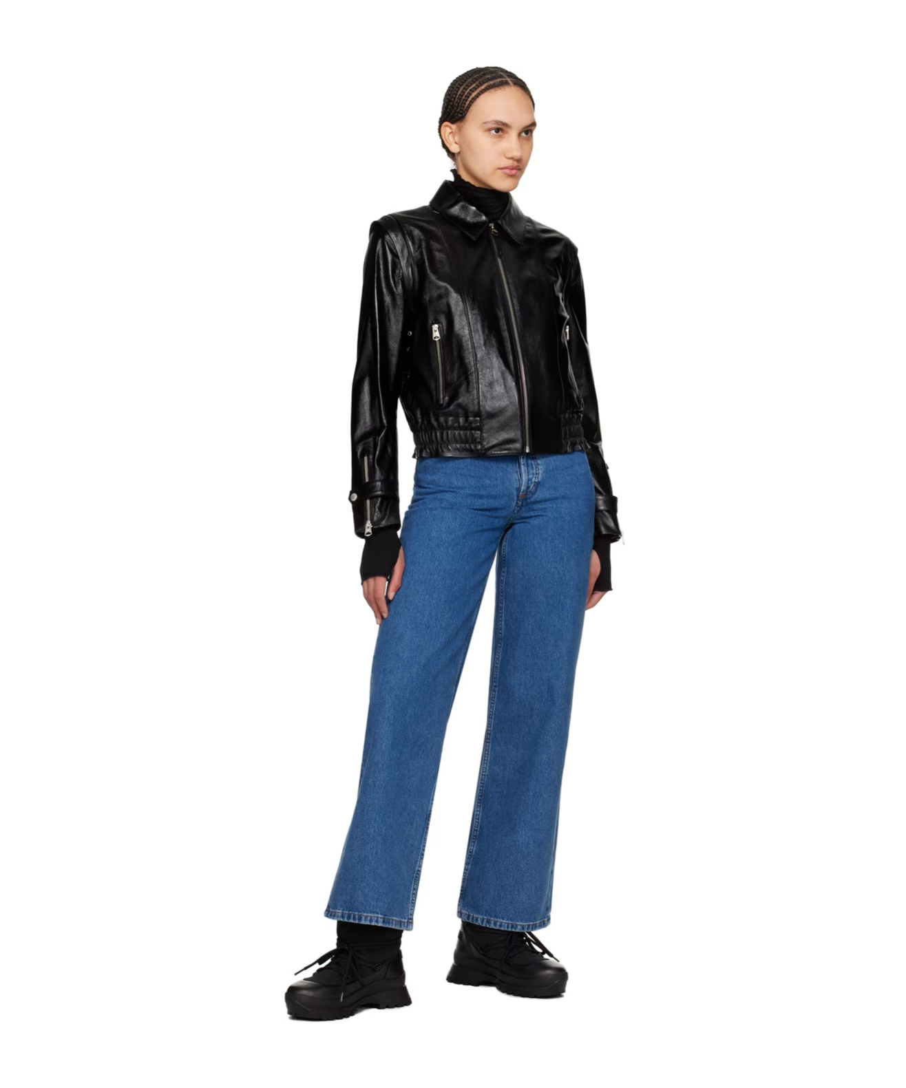 Mackage Leather Jacket With Zipper Front In Black
