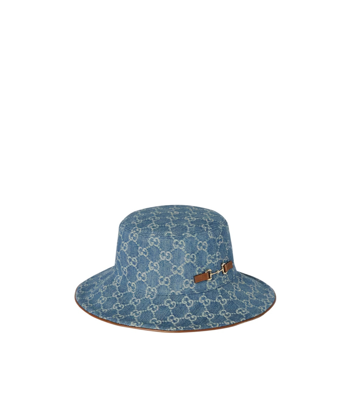 Gucci Gg Denim Bucket Hat With Horsebit In Blue