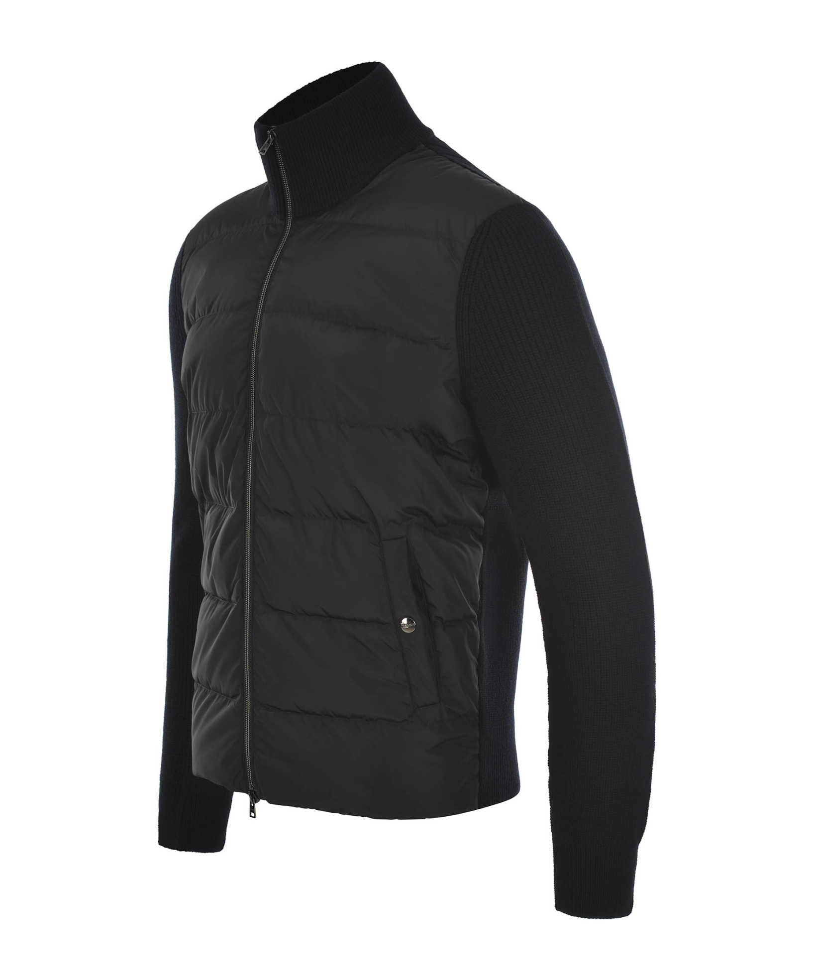 Herno Men Knitted And Padded Cardigan In Black