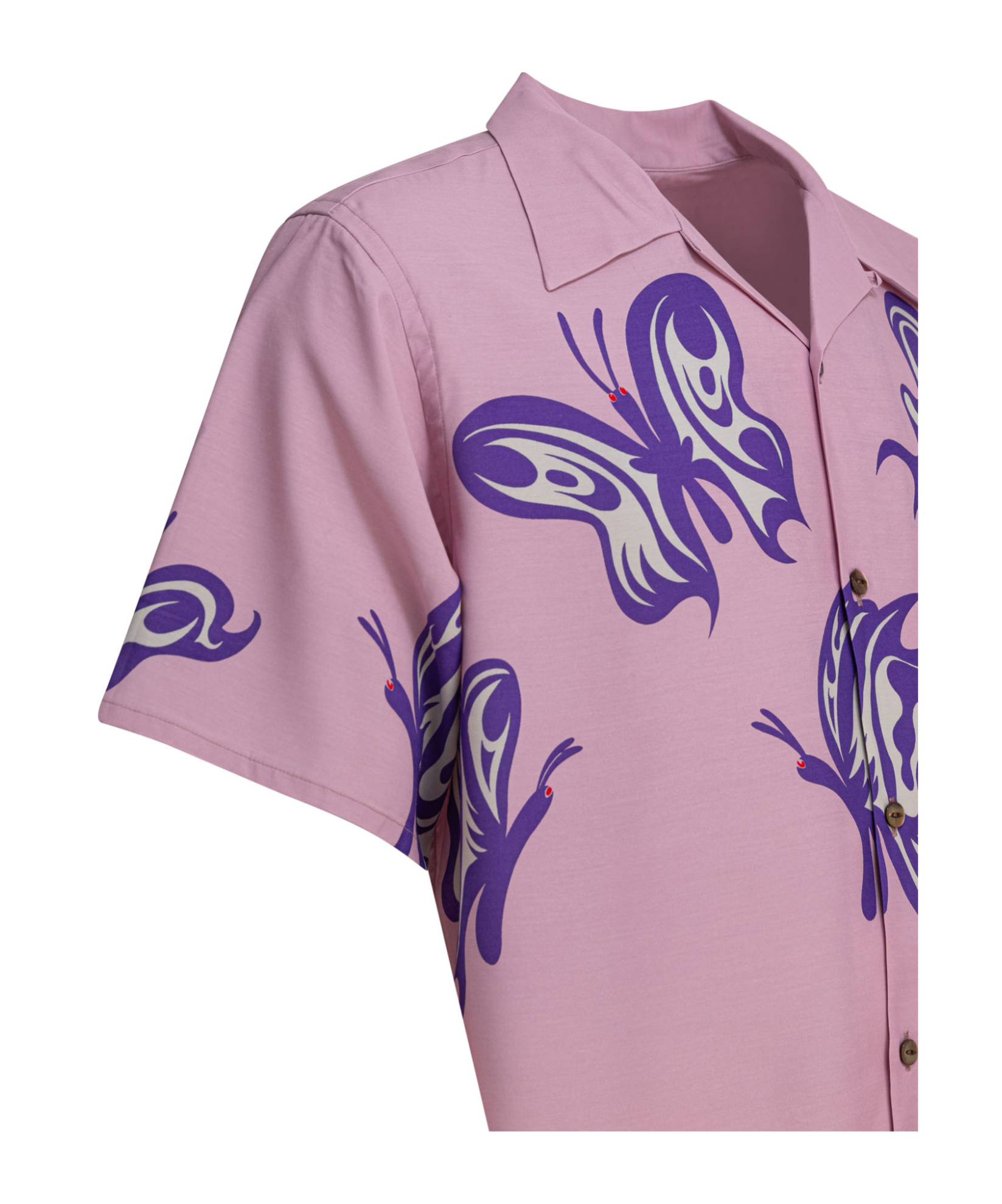 Needles Short Sleeves Butterfly Print Shirt In Pink