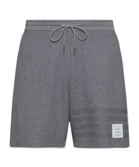 Thom Browne 4-bar Stripe Cotton Shorts In Gray