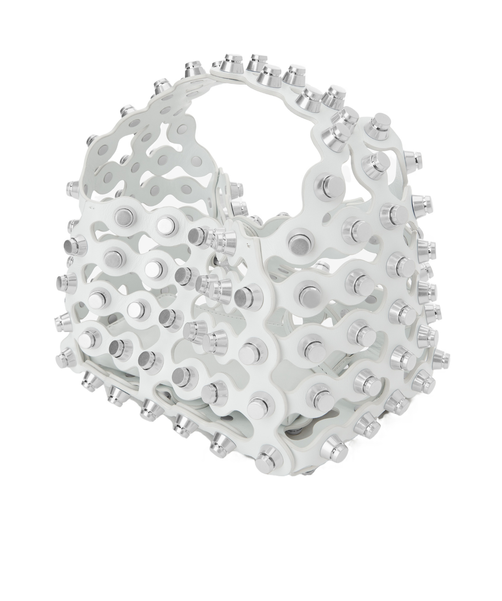 Alexander Wang Rex Small Studded Wavy Leather Top-handle Bag In White