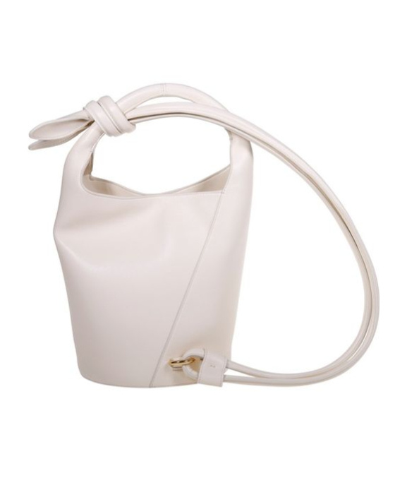 Jacquemus Logo Plaque Knot-detailed Top Handle Bag In White