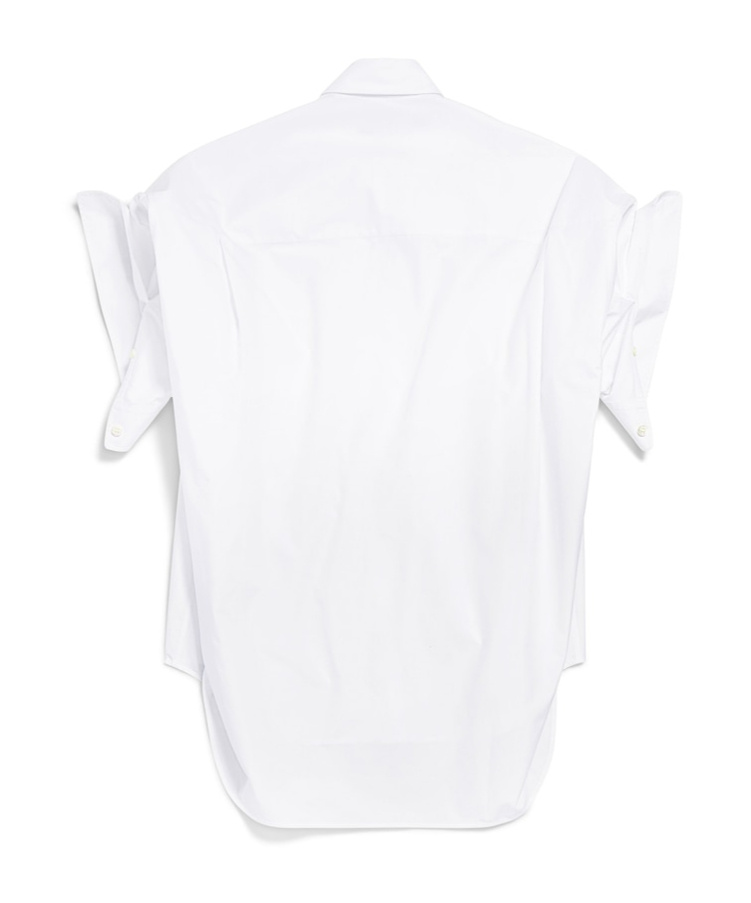Balenciaga Pocketed Short Sleeve Shirt With Curved Hem In White