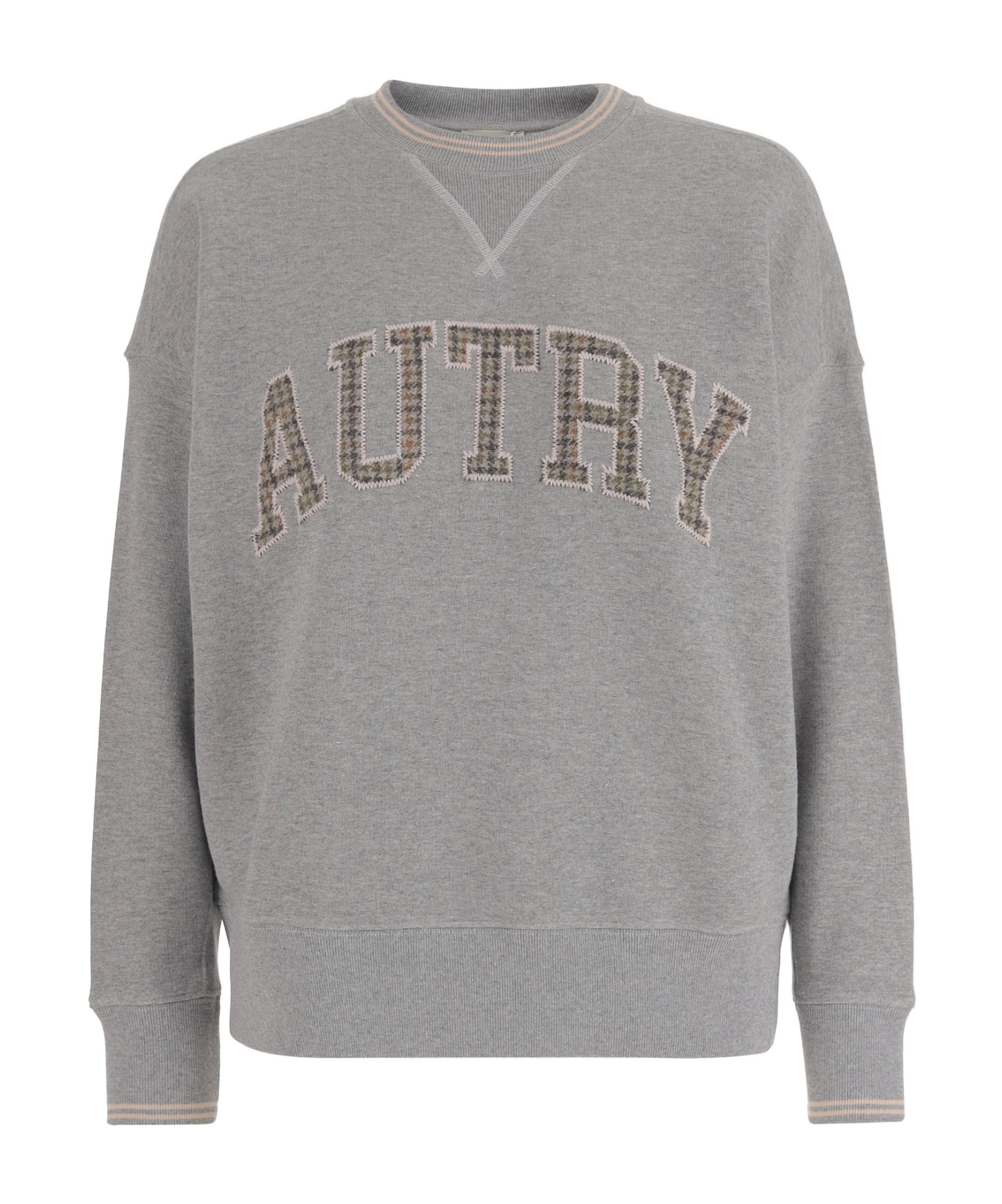 Autry Cotton Crew Neck Sweatshirt With Logo Lettering In Gray