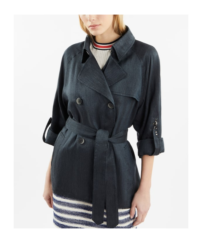 Fay Double-breasted Short Windbreaker In Black