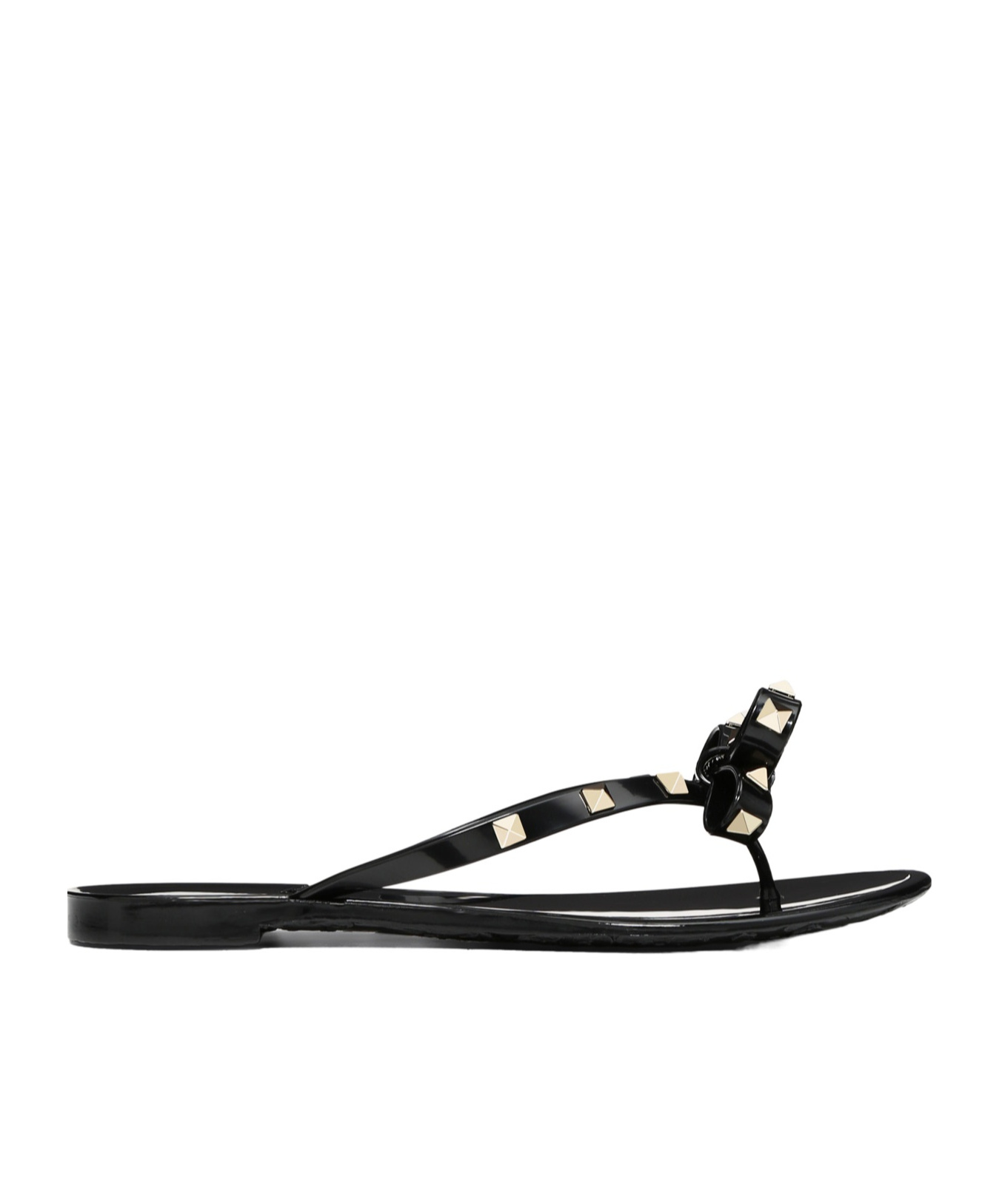 Valentino Heel Sandals With Bow Accent And Studded Embellishments In Black