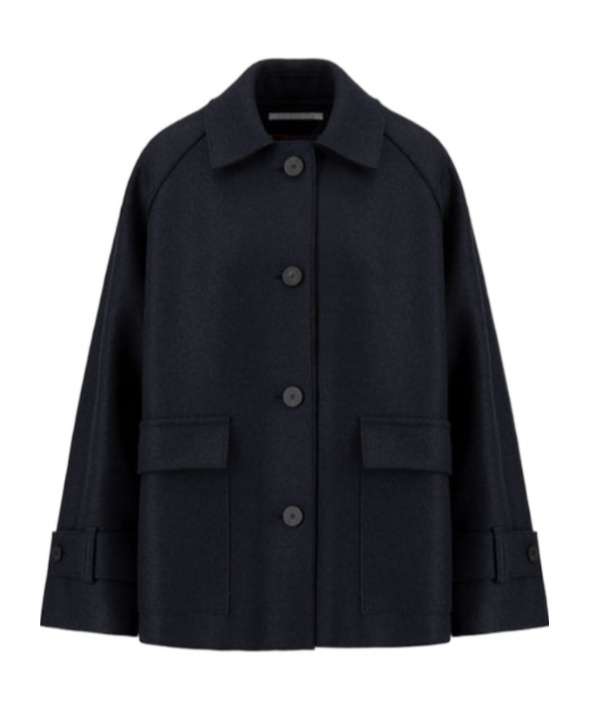 Harris Wharf London Raglan Jacket With Quilted Lining In Blue