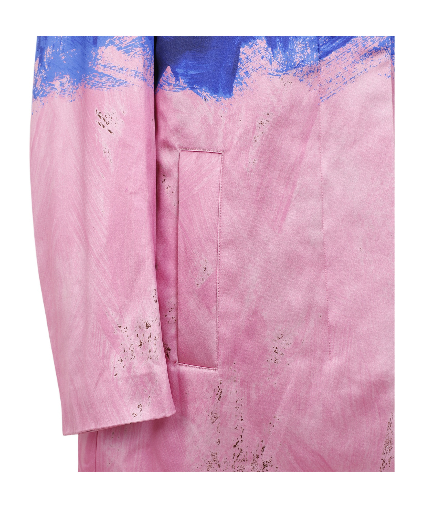 Dries Van Noten Ranks Brushstroke-print Oversized Silk Coat In Pink