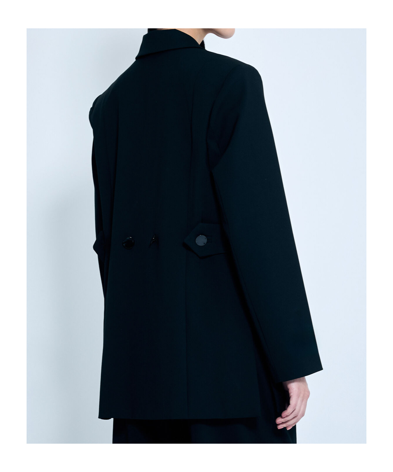 Ganni Black Solid Twill Suiting Blazer In Black